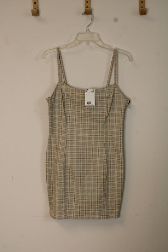 NEW Divided Tan Plaid Dress | M