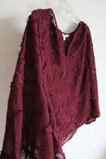 NEW Chico's Maroon Textured Leaf Long Sleeved Top | 3 (XL)