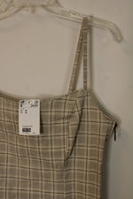 NEW Divided Tan Plaid Dress | M
