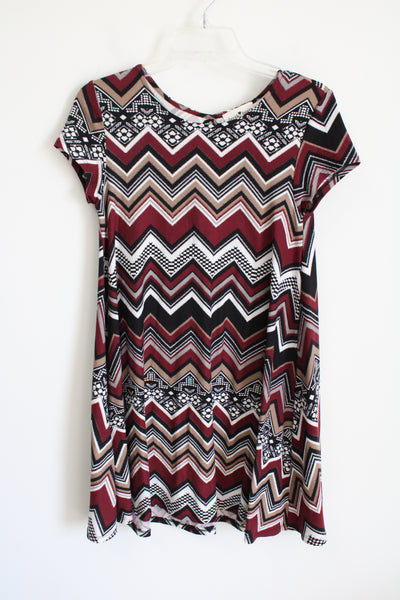 Derek Heart Maroon Chevron Dress | S ...