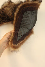 Vintage Brown Fur Collar Curved Shape with Satin Lining