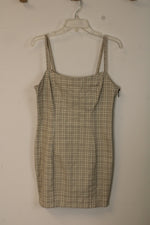 NEW Divided Tan Plaid Dress | M