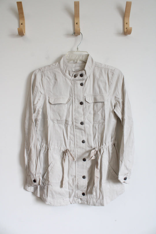 NEW LOFT Light Gray Button Down Jacket | XS Petite