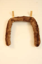 Vintage Brown Fur Collar Stole featuring Dark Velvet Backing