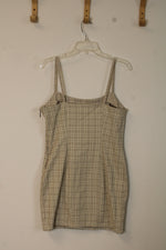 NEW Divided Tan Plaid Dress | M