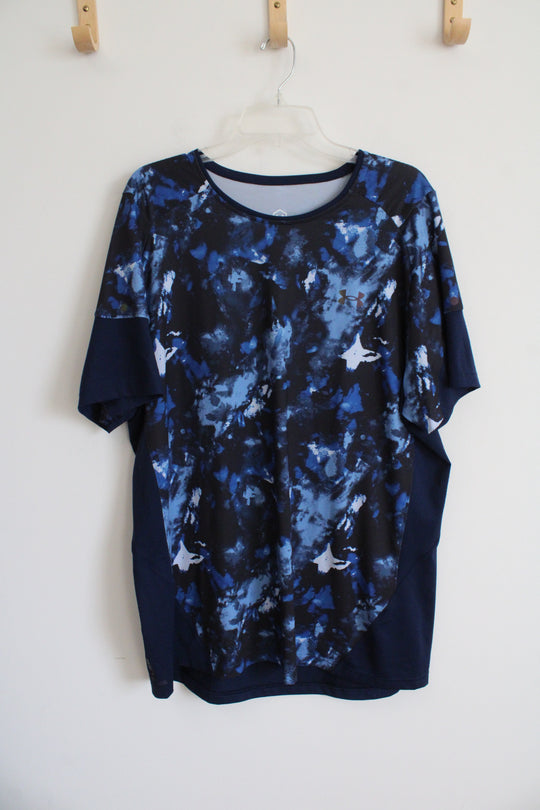 Under Armour Blue Black Patterned UA Rush Tee | XXL