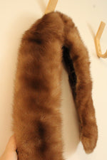 Vintage Brown Fur Collar Stole featuring Dark Velvet Backing