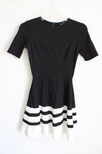Aqua Black & White Striped Fit & Flare Dress | XS
