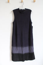 NEW Nic & Zoe Navy Blue Knit Linen Blend Dress | L