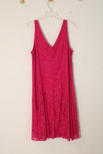 Glamour Hot Pink Lace V-Neck Dress | 20