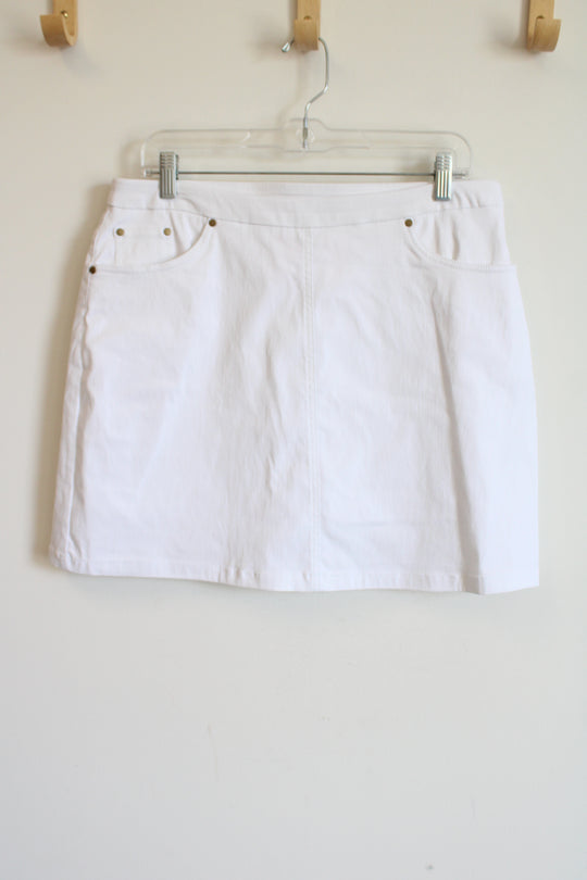 Hearts Of Palm White Stretch Denim Skirt | 12 Petite