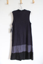 NEW Nic & Zoe Navy Blue Knit Linen Blend Dress | L