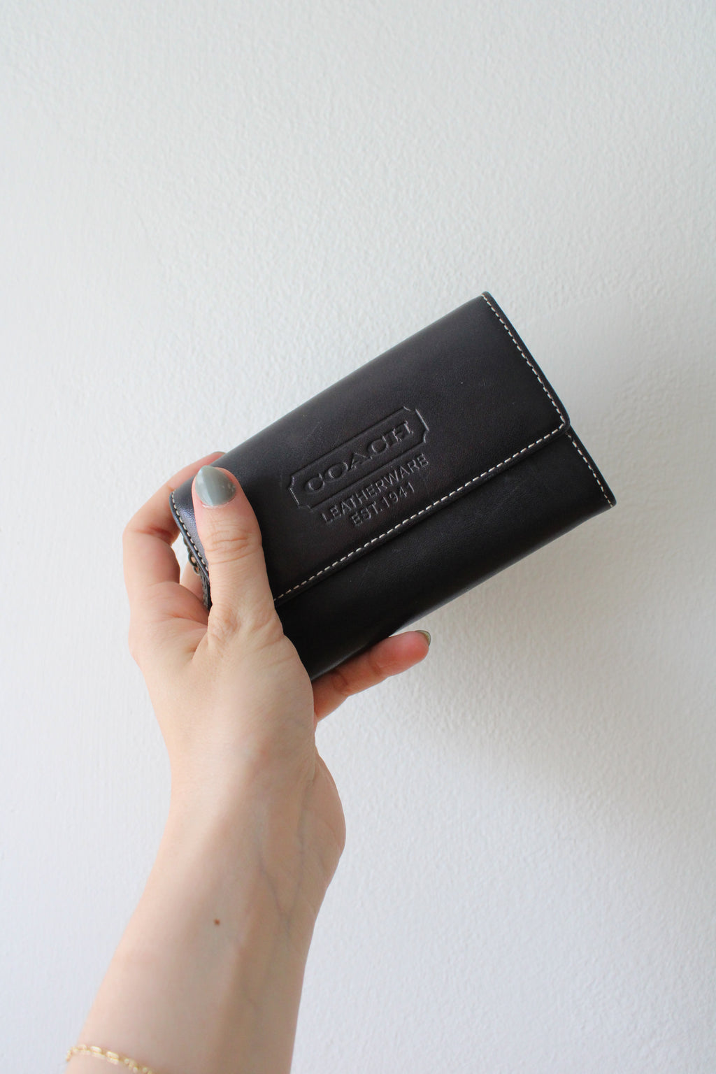 Vintage Coach Leatherware Black Smooth Leather Keyholder Wallet