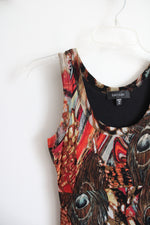 Karen Kane Orange & Brown Peacock Feathers Dress | M