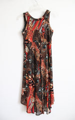 Karen Kane Orange & Brown Peacock Feathers Dress | M