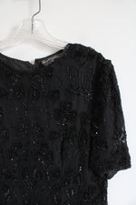 Vintage Royal Feelings Black Beaded Silk Dress | 14