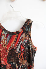 Karen Kane Orange & Brown Peacock Feathers Dress | M