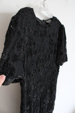 Vintage Royal Feelings Black Beaded Silk Dress | 14