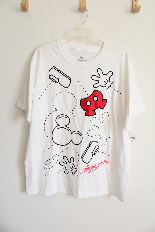 NEW Disney Parks Mickey Mouse White Tee | XL