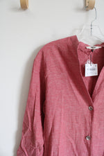 NEW Koton Business Red Linen Blend Button Down Dress | 38