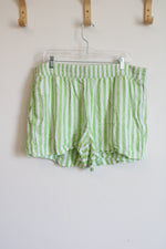 Old Navy Green White Striped Linen Blend Shorts | XL