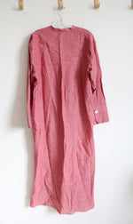 NEW Koton Business Red Linen Blend Button Down Dress | 38