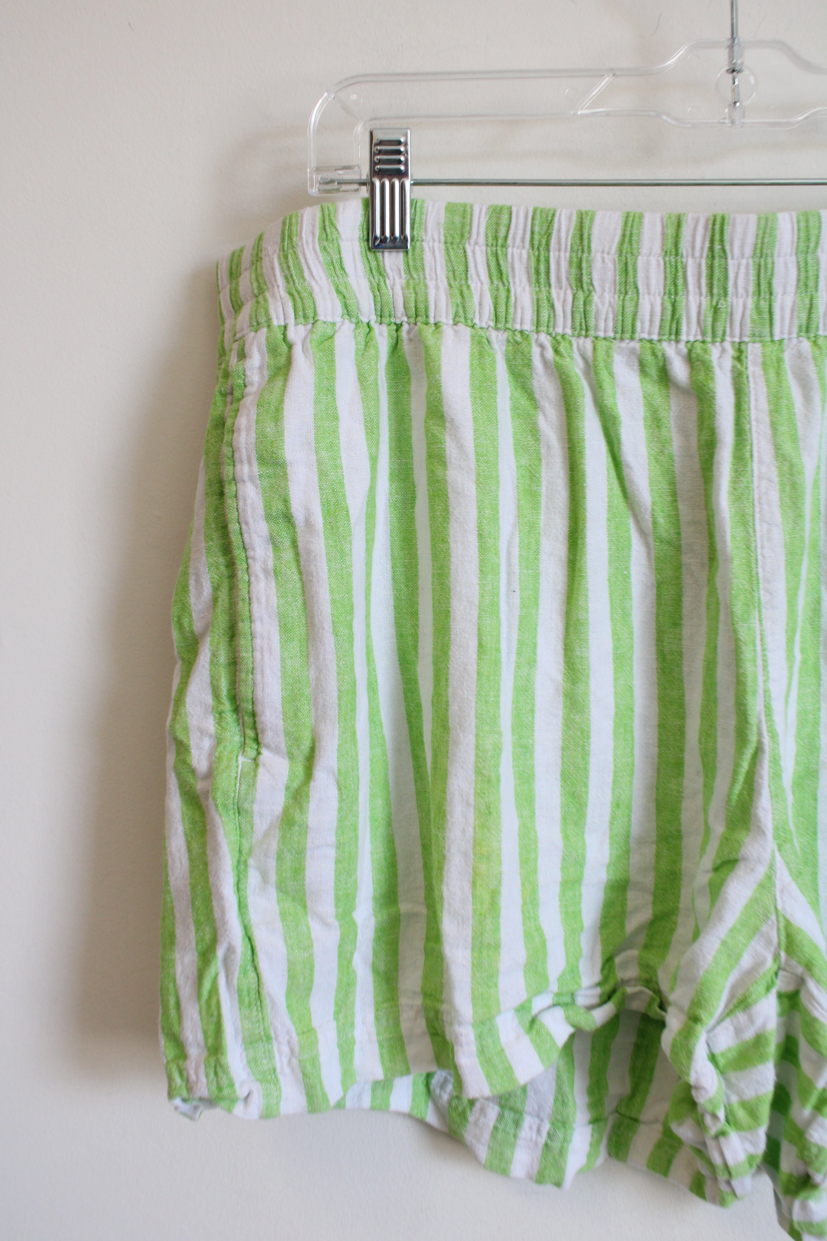 Old Navy Green White Striped Linen Blend Shorts | XL