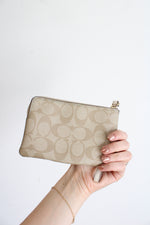 Coach Signature Side Zip Tan Wallet