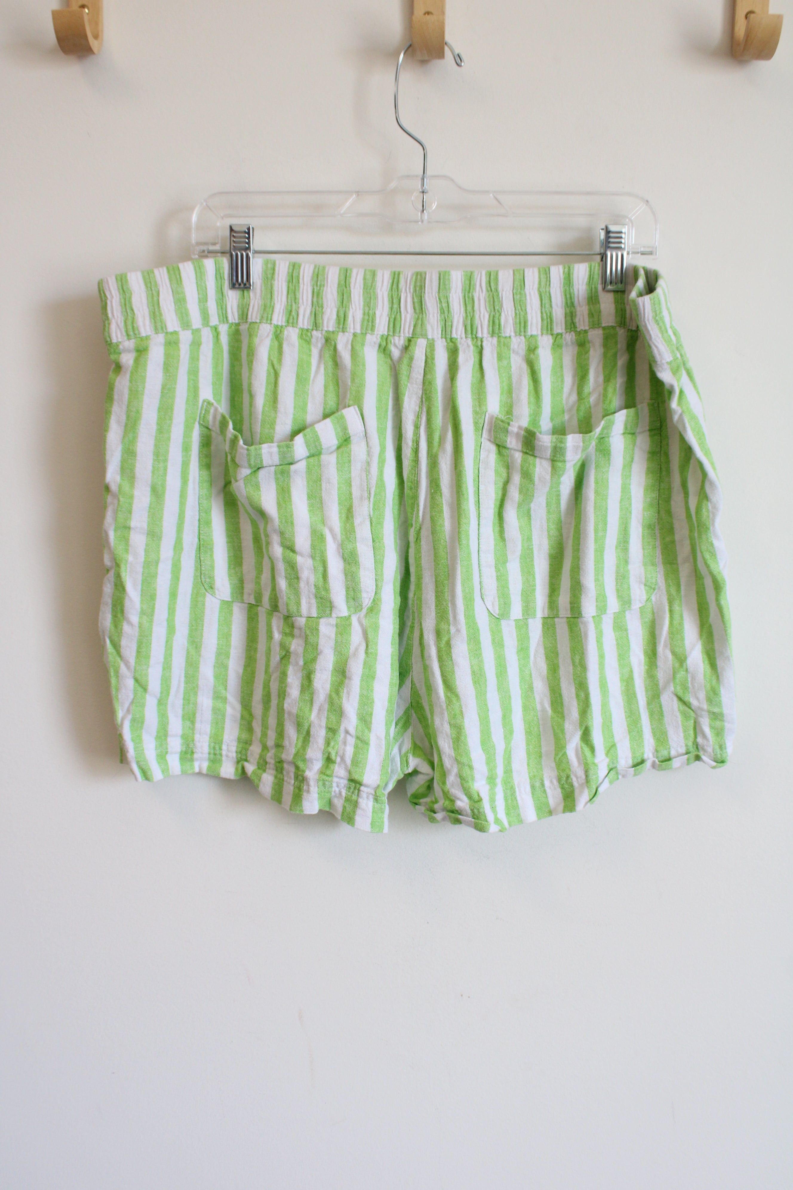 Old Navy Green White Striped Linen Blend Shorts | XL