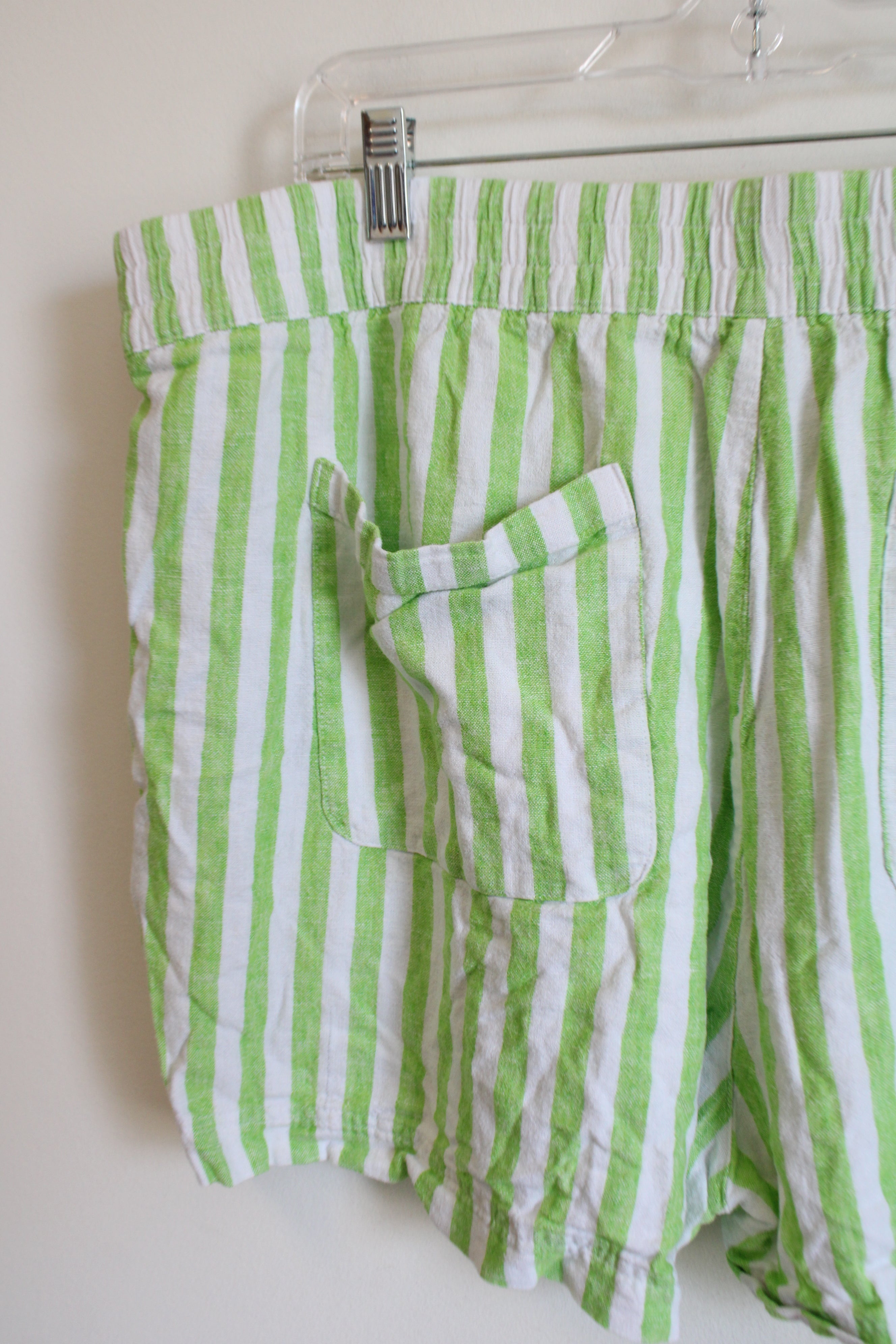 Old Navy Green White Striped Linen Blend Shorts | XL