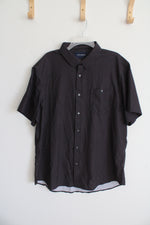 Jachs New York Black Patterned Button Down Stretch Shirt | XL