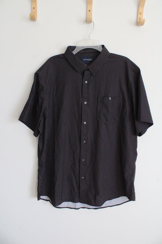 Jachs New York Black Patterned Button Down Stretch Shirt | XL