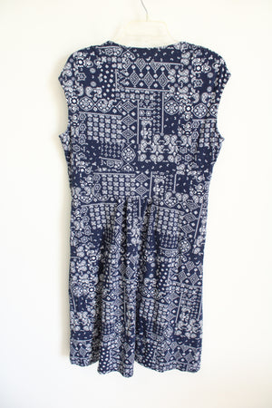 Lands' End Blue Paisley Dress | XL