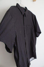 Jachs New York Black Patterned Button Down Stretch Shirt | XL