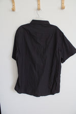 Jachs New York Black Patterned Button Down Stretch Shirt | XL