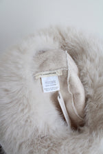 NEW Anthropologie Reversable Faux Fur/Suede Ivory Bucket Hat