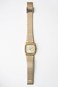Pulsar Gold Tone Quartz Analog Tankard Watch