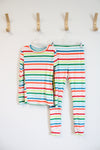 NEW Cat & Jack Colorful Striped Soft Fuzzy Pajama Set | Youth 8