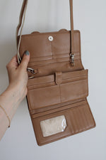 Brighton Tan Western Silver Belt Buckle Crossbody Pebble Leather Wallet Purse