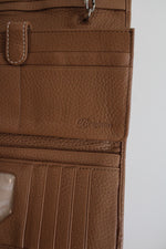 Brighton Tan Western Silver Belt Buckle Crossbody Pebble Leather Wallet Purse