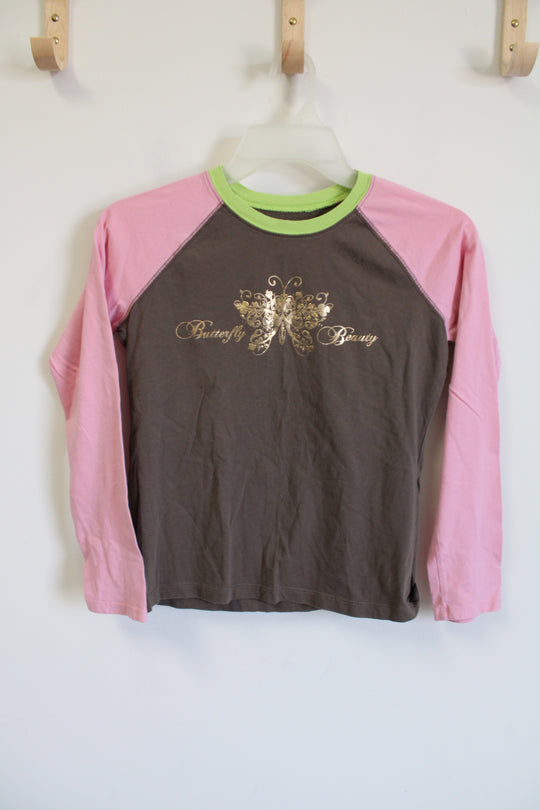 Children's Place Butterfly Beauty Pink Brown Shirt | 10/12