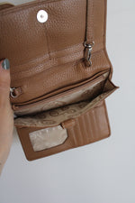 Brighton Tan Western Silver Belt Buckle Crossbody Pebble Leather Wallet Purse