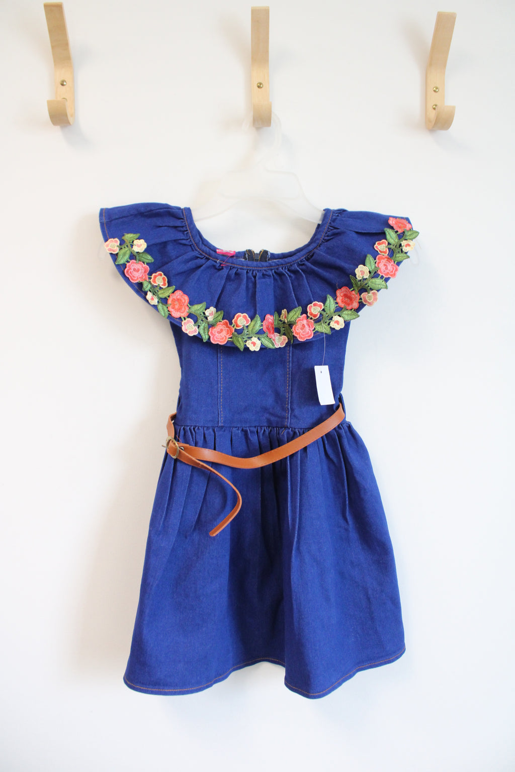 NEW Guatemala Made Floral Belted Denim Dress | Youth 5/6
