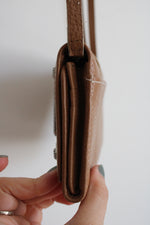 Brighton Tan Western Silver Belt Buckle Crossbody Pebble Leather Wallet Purse
