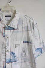 Columbia White Nautical Marlin Fish Button Down Shirt | XL