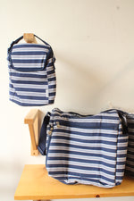 NEW Fit & Fresh Insulated Baby Bottle Bag featuring Navy and White Stripe Pattern Set
