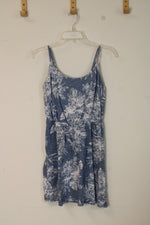 Old Navy Blue and White Tropical Print Dress | S