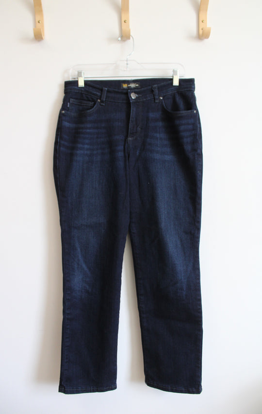 Lee Relaxed Fit Straight Leg Mid Rise Dark Wash Jeans | 8 Petite