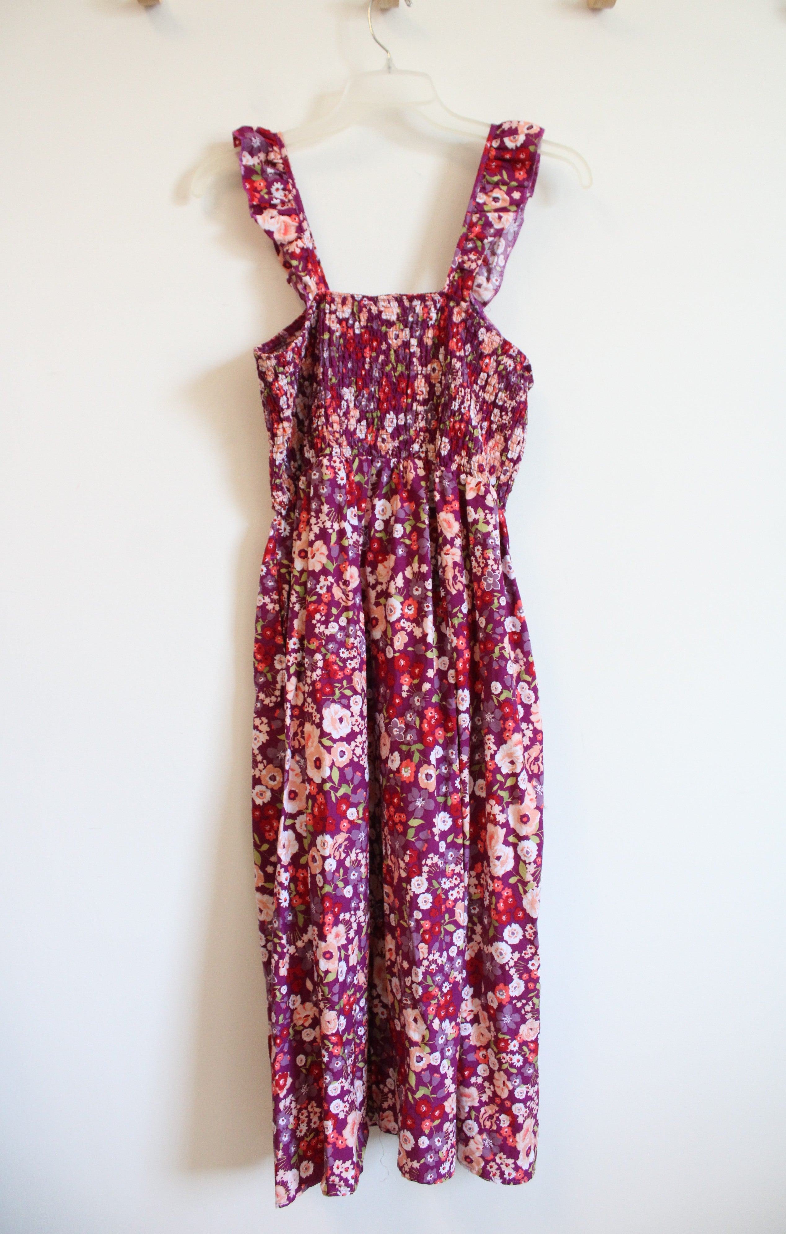 Time And Tru Purple Floral Smocked Dress | Youth XL (16/18)