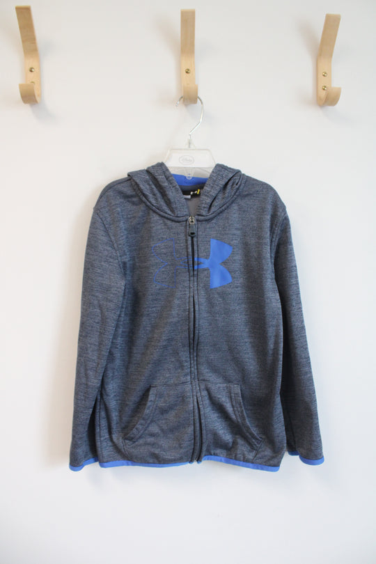 Under Armour Gray & Blue Full Zip Jacket | Youth 7